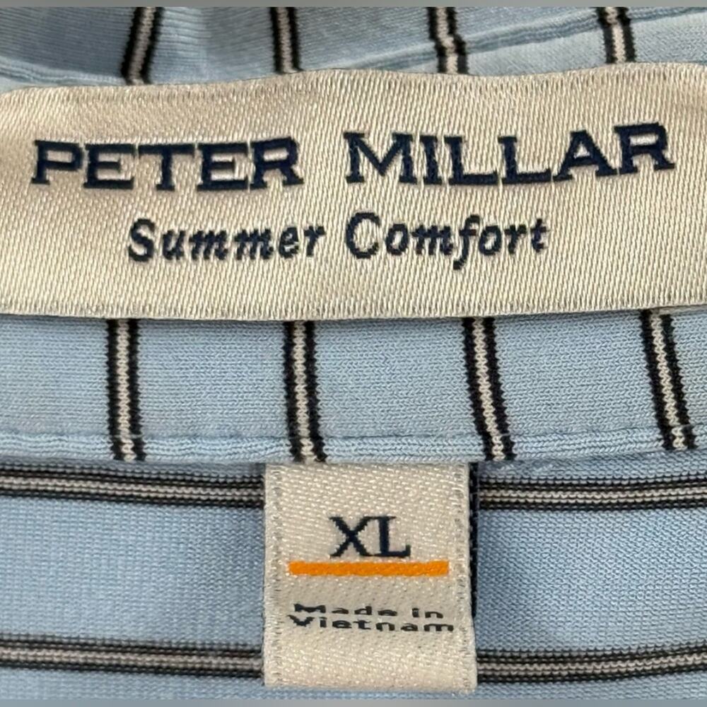 Peter Millar Summer Comfort Cottage Blue / Black Competition Stripe Polo Size XL - Picture 7 of 11